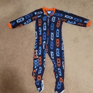 Place Kids Footie Pajama with Car Design - Navy and Orange